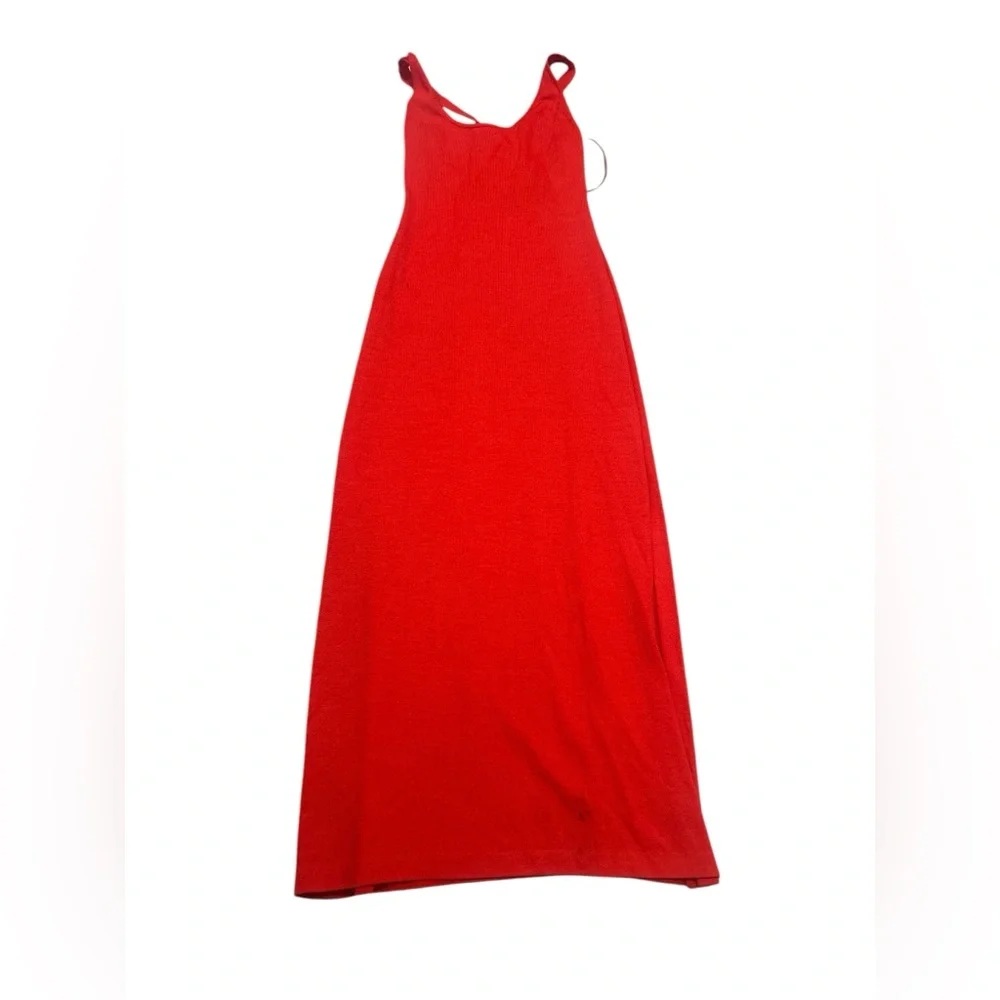 St John Evening Ribbed Knit Maxi Criss Cross Strappy Formal Beachwear Dress_2